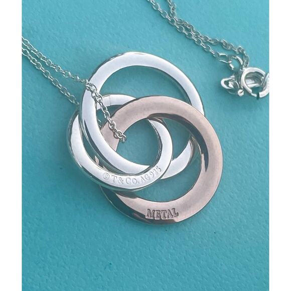 Tiffany & Co. Rubedo Metal Silver Interlocking 1837 Circle Chain Necklace - Picture 3 of 13